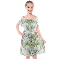 Fractal Delicate White Background Kids  Cut Out Shoulders Chiffon Dress