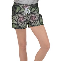 Fractal Flowers Floral Fractal Art Women s Velour Lounge Shorts by Pakrebo