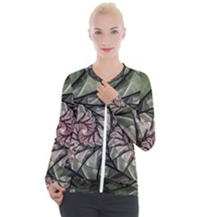 Fractal Flowers Floral Fractal Art Casual Zip Up Jacket by Pakrebo