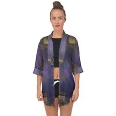 Fractal Earth Rays Design Planet Open Front Chiffon Kimono by Pakrebo