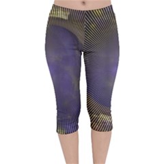 Fractal Earth Rays Design Planet Velvet Capri Leggings 