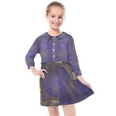 Fractal Earth Rays Design Planet Kids  Quarter Sleeve Shirt Dress by Pakrebo