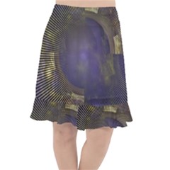 Fractal Earth Rays Design Planet Fishtail Chiffon Skirt