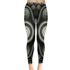 Fractal Beige Blue Abstract Inside Out Leggings by Pakrebo