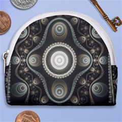 Fractal Beige Blue Abstract Horseshoe Style Canvas Pouch by Pakrebo