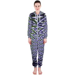 Fractal Blue Green Mirror Flowers Hooded Jumpsuit (ladies)  by Pakrebo