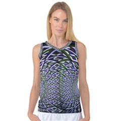 Fractal Blue Green Mirror Flowers Women s Basketball Tank Top by Pakrebo