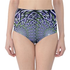 Fractal Blue Green Mirror Flowers Classic High-waist Bikini Bottoms by Pakrebo