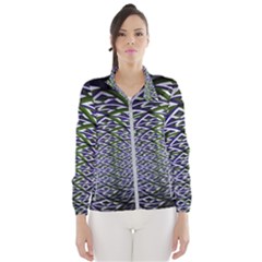 Fractal Blue Green Mirror Flowers Women s Windbreaker by Pakrebo