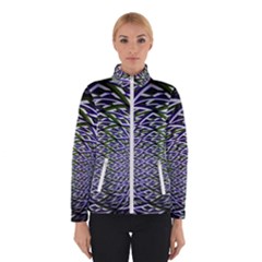 Fractal Blue Green Mirror Flowers Winter Jacket