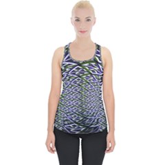 Fractal Blue Green Mirror Flowers Piece Up Tank Top by Pakrebo