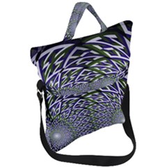 Fractal Blue Green Mirror Flowers Fold Over Handle Tote Bag by Pakrebo