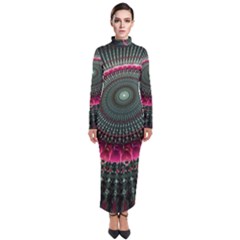 Fractal Circle Fantasy Texture Turtleneck Maxi Dress by Pakrebo