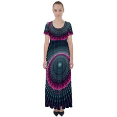 Fractal Circle Fantasy Texture High Waist Short Sleeve Maxi Dress