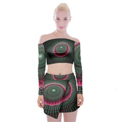 Fractal Circle Fantasy Texture Off Shoulder Top With Mini Skirt Set by Pakrebo