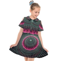 Fractal Circle Fantasy Texture Kids  Short Sleeve Shirt Dress