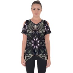 Fractal Design Pattern Texture Cut Out Side Drop Tee by Pakrebo