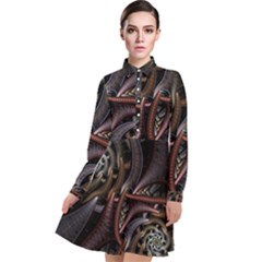 Geometry Math Fractal Art Long Sleeve Chiffon Shirt Dress by Pakrebo