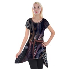 Geometry Math Fractal Art Short Sleeve Side Drop Tunic by Pakrebo