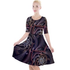 Geometry Math Fractal Art Quarter Sleeve A-line Dress by Pakrebo