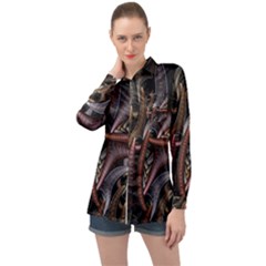 Geometry Math Fractal Art Long Sleeve Satin Shirt