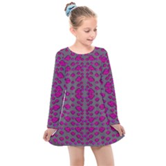 Roses So Beautiful Just For Love From Sky Kids  Long Sleeve Dress by pepitasart