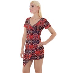 Rp-2-2 Colorful Short Sleeve Asymmetric Mini Dress by ArtworkByPatrick