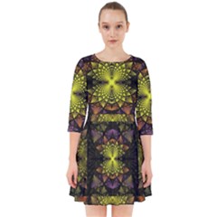 Fractal Multi Color Geometry Smock Dress