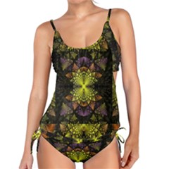 Fractal Multi Color Geometry Tankini Set by Pakrebo