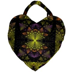 Fractal Multi Color Geometry Giant Heart Shaped Tote