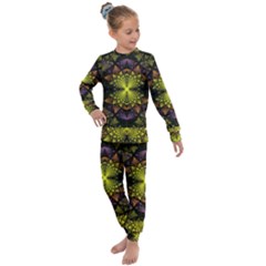 Fractal Multi Color Geometry Kids  Long Sleeve Set  by Pakrebo