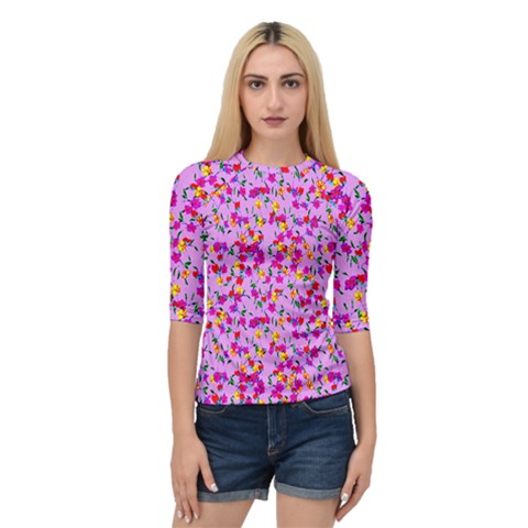 Springs Pink And Yellow Floral    Quarter Sleeve Raglan Tee by 1dsign