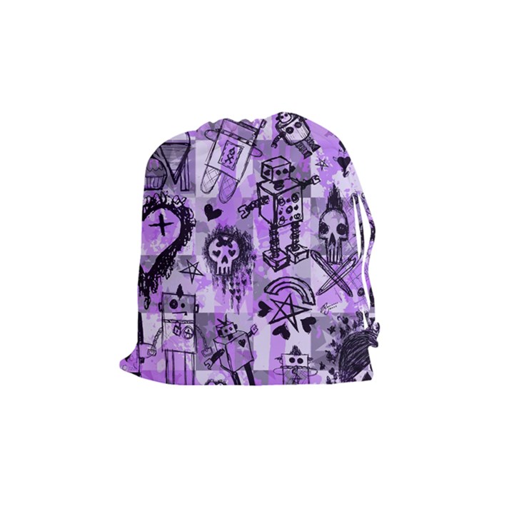 Purple Scene Kid Sketches Drawstring Pouch (Medium)