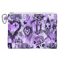 Purple Scene Kid Sketches Canvas Cosmetic Bag (xl) by ArtistRoseanneJones