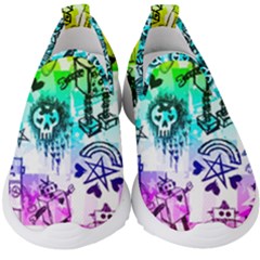 Rainbow Scene Kid Sketches Kids  Slip On Sneakers by ArtistRoseanneJones