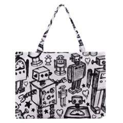 Robot Crowd Zipper Medium Tote Bag by ArtistRoseanneJones