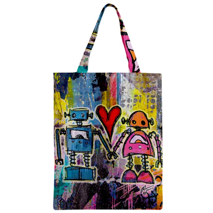 Graffiti Pop Robot Love Zipper Classic Tote Bag