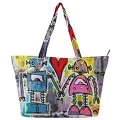 Graffiti Pop Robot Love Full Print Shoulder Bag by ArtistRoseanneJones