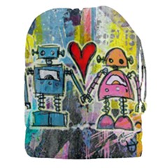 Graffiti Pop Robot Love Drawstring Pouch (xxxl) by ArtistRoseanneJones