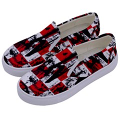 Emo Checker Graffiti Kids  Canvas Slip Ons by ArtistRoseanneJones