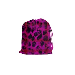 Pink Leopard Drawstring Pouch (small) by ArtistRoseanneJones