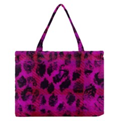 Pink Leopard Zipper Medium Tote Bag by ArtistRoseanneJones