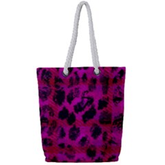 Pink Leopard Full Print Rope Handle Tote (small) by ArtistRoseanneJones