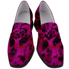 Pink Leopard Women s Chunky Heel Loafers by ArtistRoseanneJones