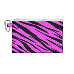 Pink Tiger Canvas Cosmetic Bag (medium) by ArtistRoseanneJones