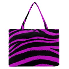 Pink Zebra Zipper Medium Tote Bag by ArtistRoseanneJones