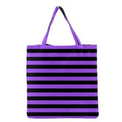 Purple Stripes Grocery Tote Bag by ArtistRoseanneJones