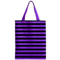 Purple Stripes Zipper Classic Tote Bag by ArtistRoseanneJones