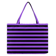 Purple Stripes Zipper Medium Tote Bag by ArtistRoseanneJones