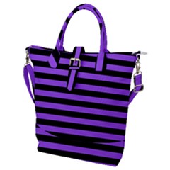 Purple Stripes Buckle Top Tote Bag by ArtistRoseanneJones